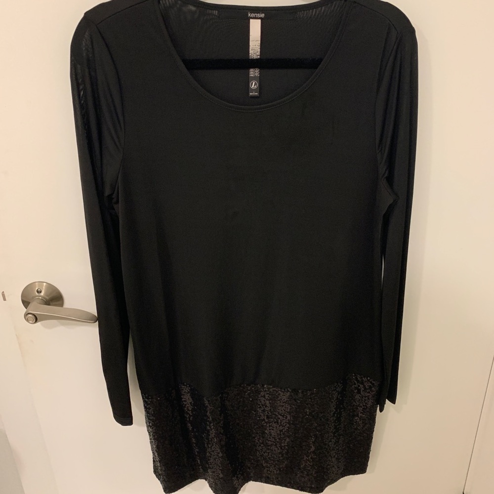 Kenzie Long Sleeve Sequin Black Cocktail Dress